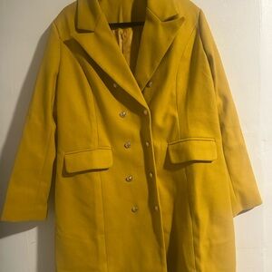 Women's Yellow Double-Breasted Coat